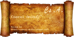 Cserei Anikó névjegykártya